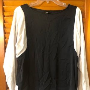 Gray and Black Block Blouse